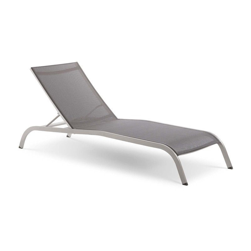 Chaise longue simple inclinable avec coussins de 76,5 po Savannah, Gris