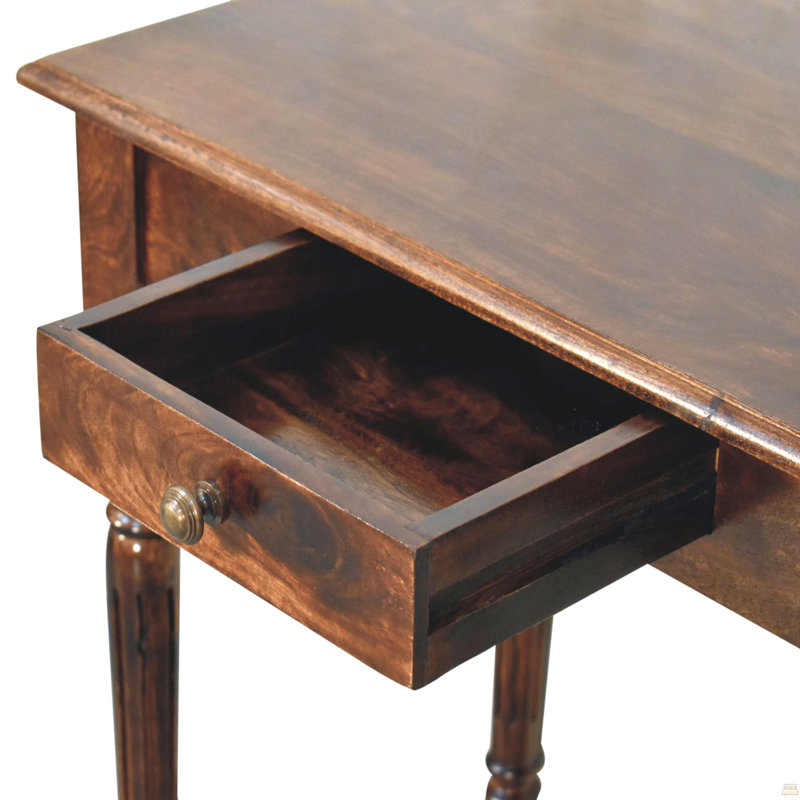 Bureau d'écriture en bois massif noyer de Californie, 1 tiroir, brun