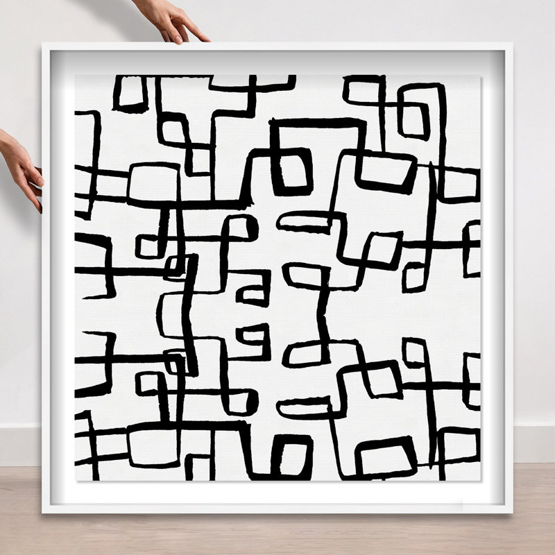 Oliver Gal Simple Geometry Lines Abstract - Luxury Shadowbox Framed Wall Art, 41.5" H x 41.5" W, White