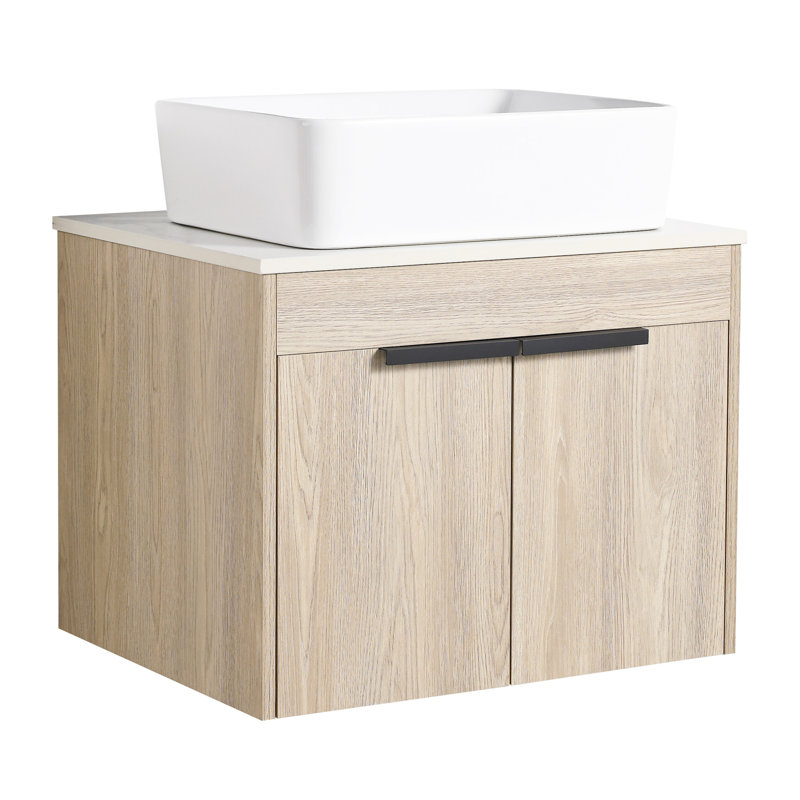 Meuble-lavabo moderne de 24 po avec lavabo en céramique et conception murale