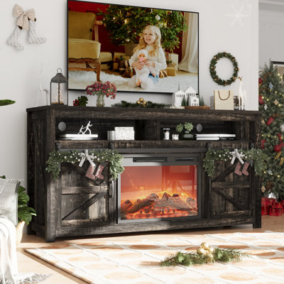 Colley Fireplace TV Stand For Tvs Up To 70", Entertainment Center With 23" Electric Fireplace Includes 12 Color Light Options, TV Stands For Living Ro by Gracie Oaks