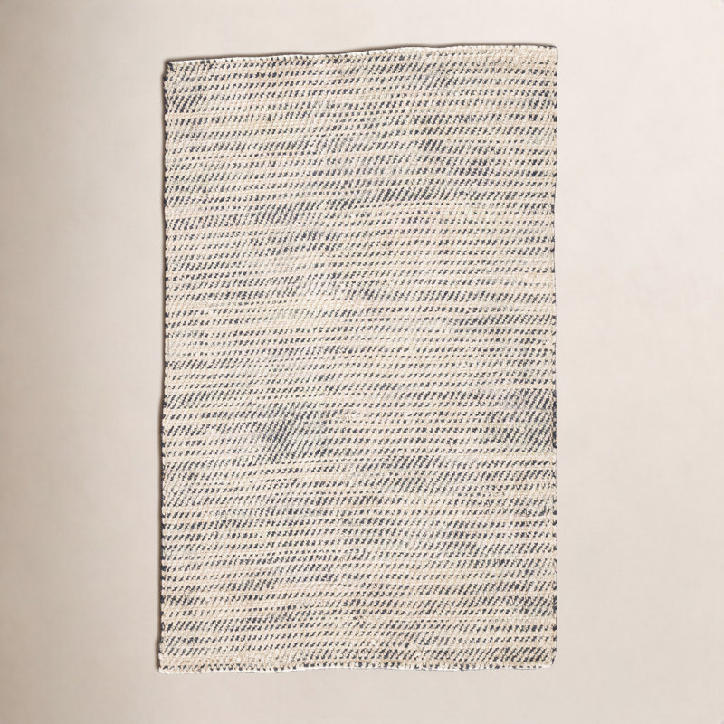 Handmade Jute White/Black Area Rug, Rectangle 10' x 14'