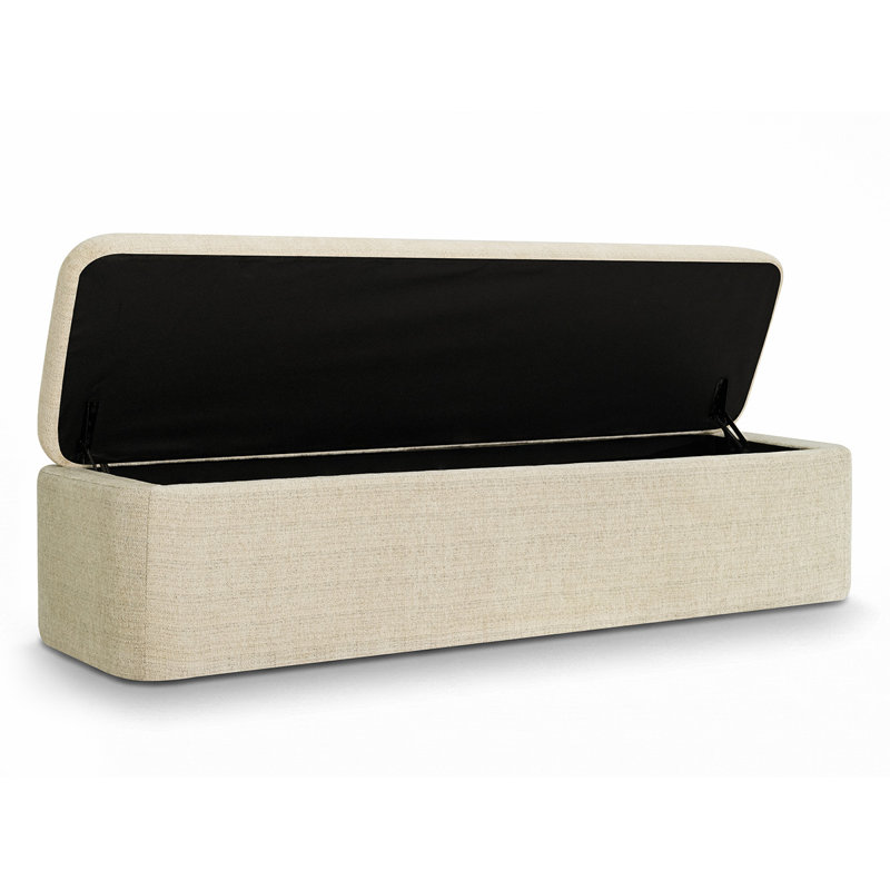 Banc de rangement moderne rembourré de 70 pouces, Beige