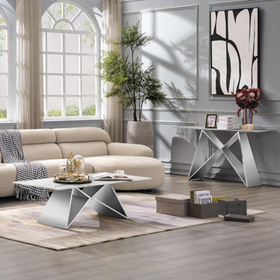 2 Piece Glass Living Room Table Set