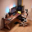 Bureaux rectangulaires en bois massif noyer-996067316