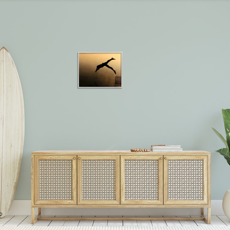 «Diving Off Dock Silhouette», art de la giclée encadrée par Lil 'Rue, Estampe numérique Farmhouse, H 16 po x l 20 po