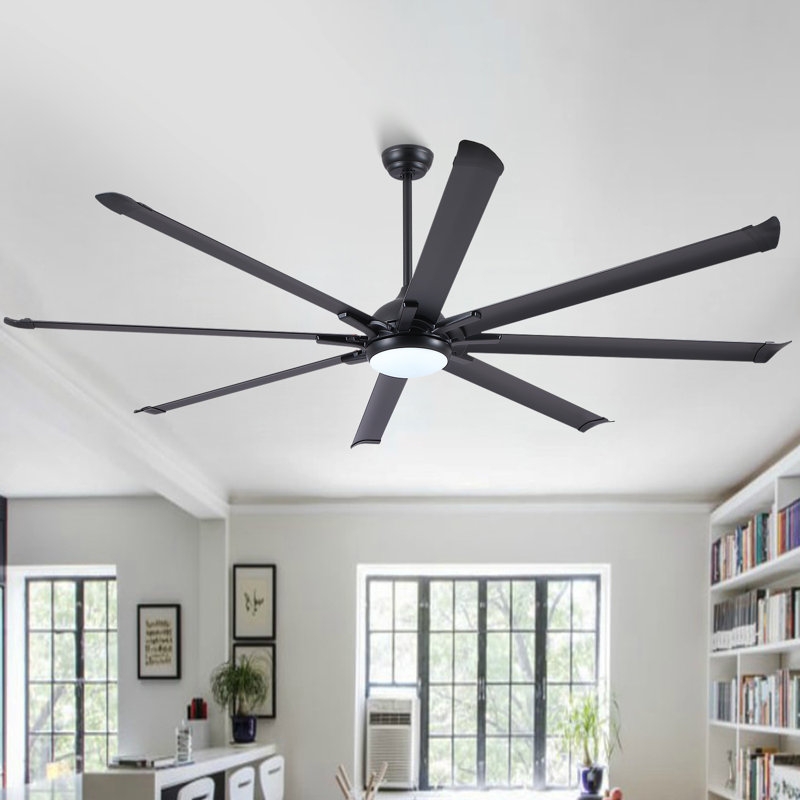 8-blade Standard Industrial Led Ceiling Fan With Remote And Intelligent Control, 84" Wide