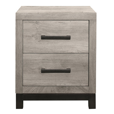 Bedroom Nightstand In Gray - 2 Drawers & Metal Center Glides Attractive For Hardware