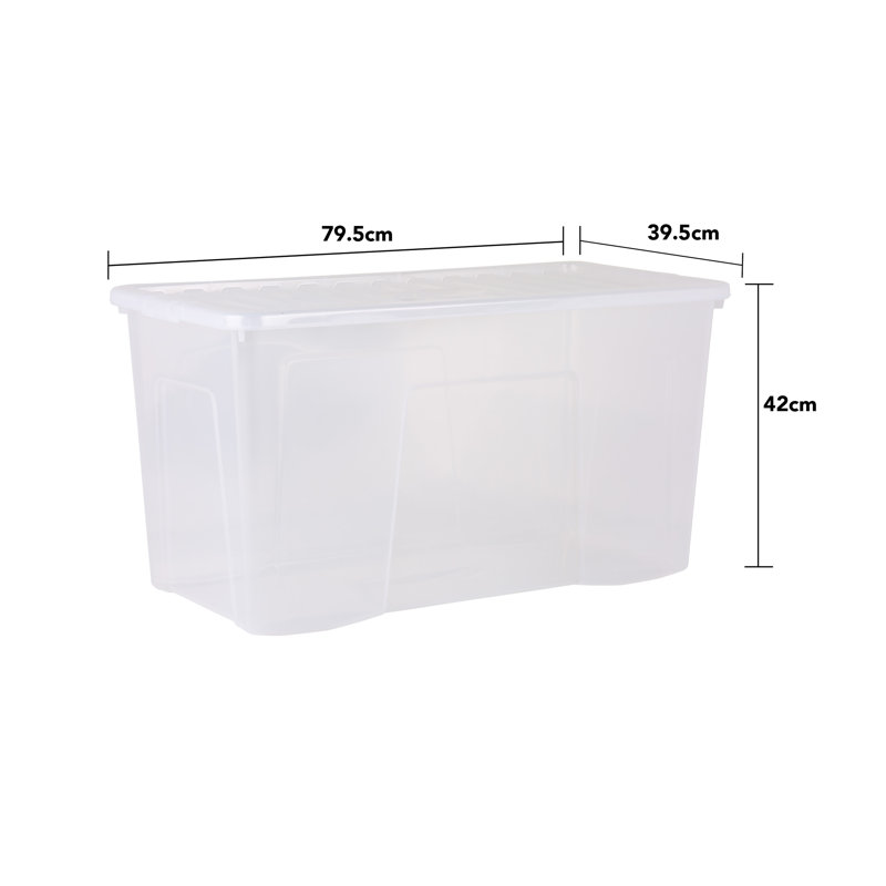 Wham Crystal 110L Plastic Storage Box, Clear