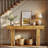 63'' Long Farmhouse Console Table With Storage, Native Wood Grain, Perfect For Hallway, Living Room, And Foyer