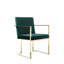 Fauteuils de salle à manger/chambre à coucher modernes en velours capitonné Dexter – Fauteuils d'intérieur avec pieds en acier doré ou argenté – Idéal pour la salle à manger, la chambre ou le salon – Velours vert et pieds dorés-709040502