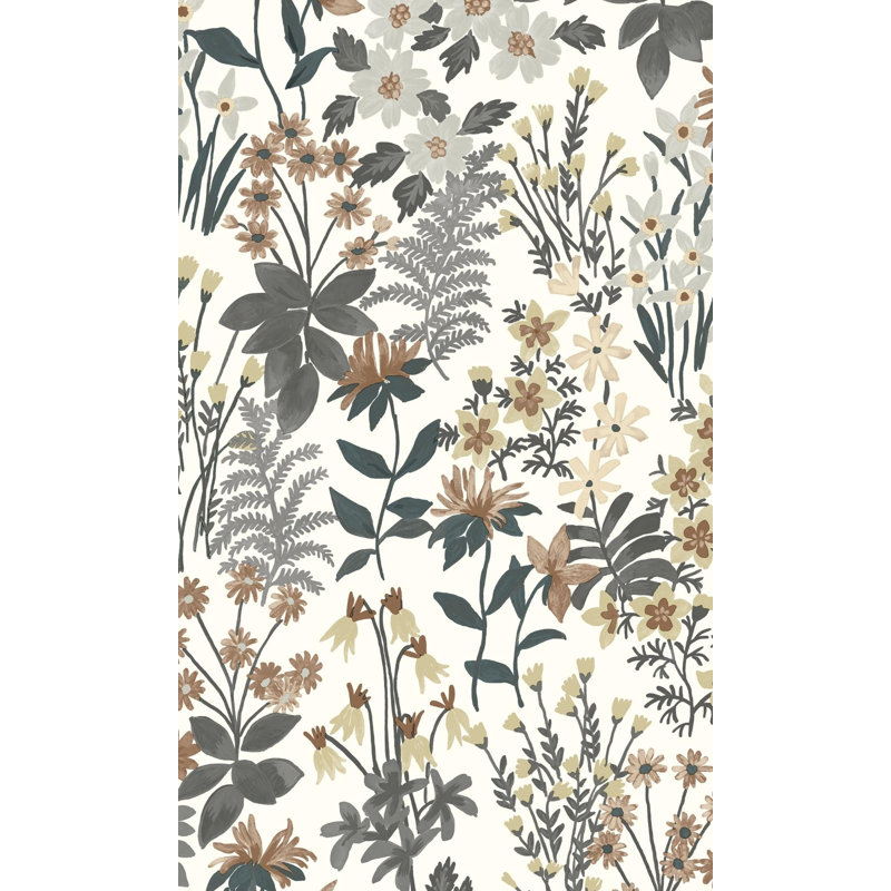 Rouleau de papier peint à motif floral classique L 33 pi x l 21 po Nayalis, Gris