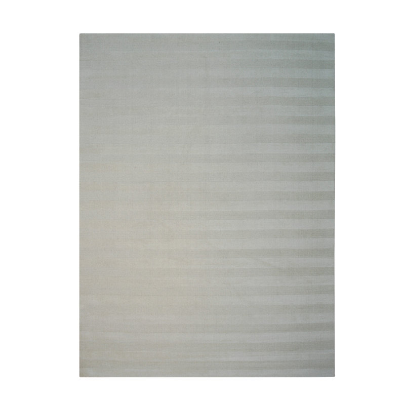 Tapis noir et blanc fait à la main en laine, Rectangle 9 pi x 12 pi