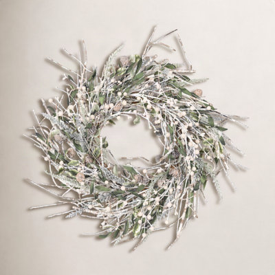24" Handcrafted Birch Pinecone Christmas Wreath