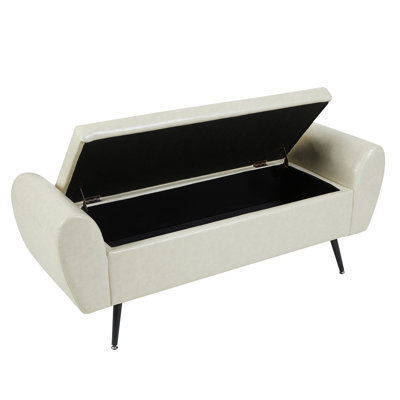 Shaneta 55"W Vegan Leather Storage Bench Storage Ottoman for King Size Bed