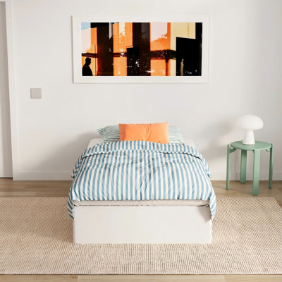 Sommier métallique double XL de 25 cm avec housse en tissu, montage facile