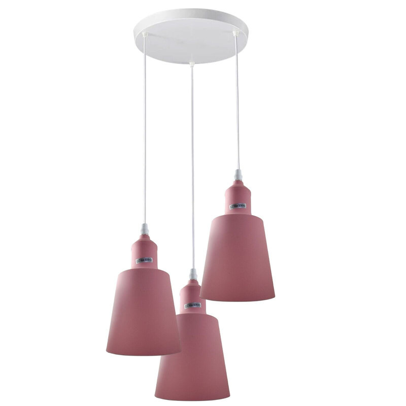3 - Light Silver Cluster Pendant, Pink