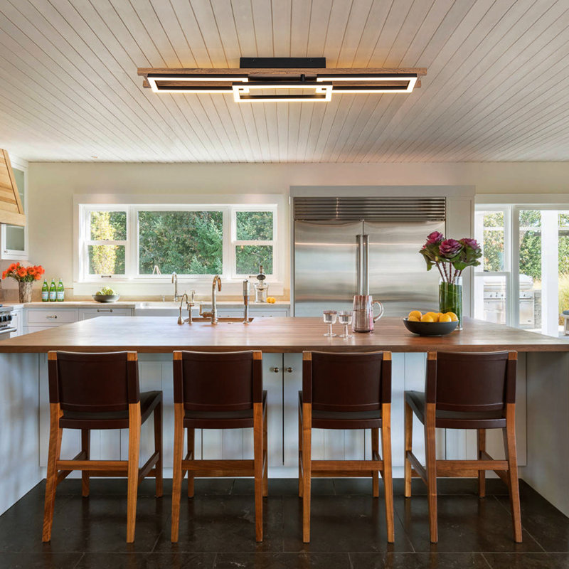 Imitation Wood Led Rectangle Flush Mount Light