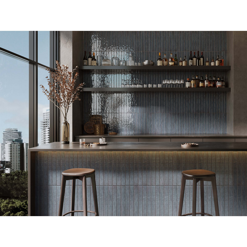 Milana 2 In. X 17 In. Ceramic Wall Tile (9.9 Sq. Ft. / Case), Blue Jeans