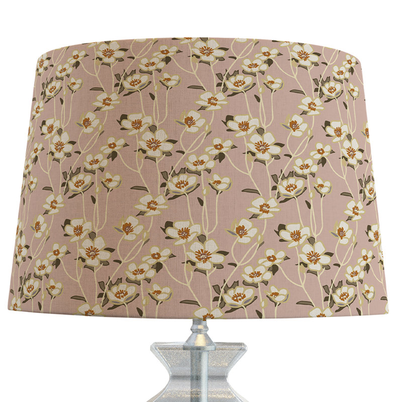 Abat-jour floral en forme de bouton d'or, Rose ; beige, H 12 po x l 16 po x P 16 po