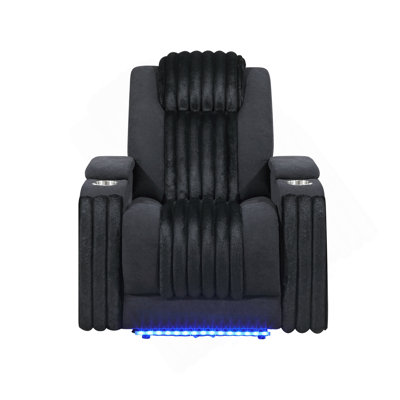 Fauteuil inclinable électrique noir Duran avec appui-tête électrique et DEL