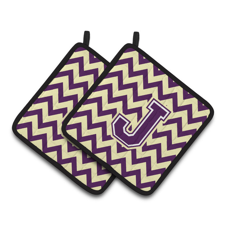 Poignée à chevrons, J, Mauve / doré clair