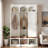 Farmhouse Arched Design Hall Tree With 3 Hidden Storage, 5 Hooks, Compartments Amd Bench-1367403063
