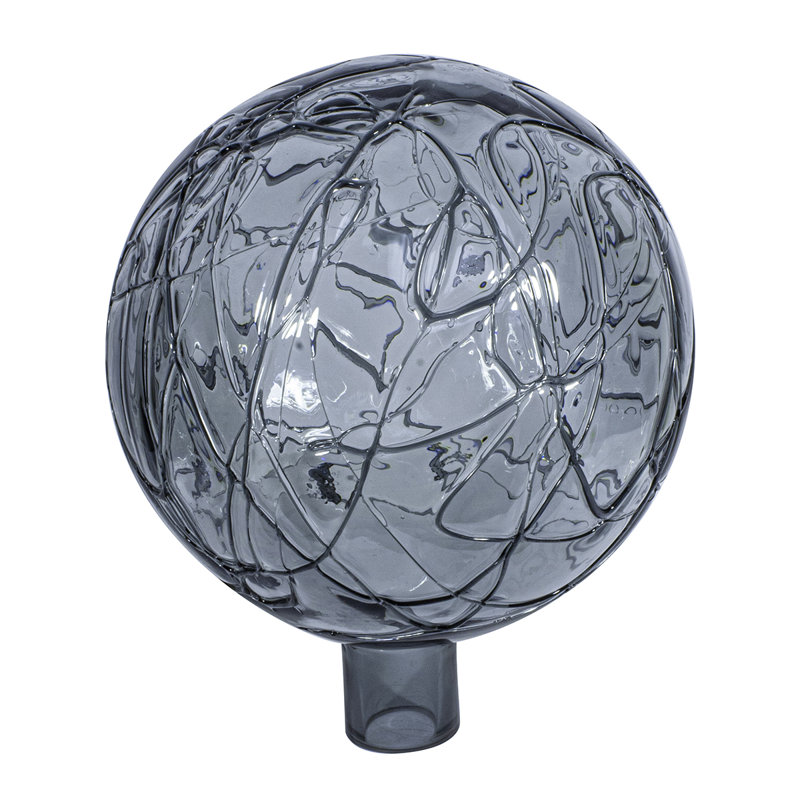 Weather Resistant Glass Abstract Gazing Ball, Titanium