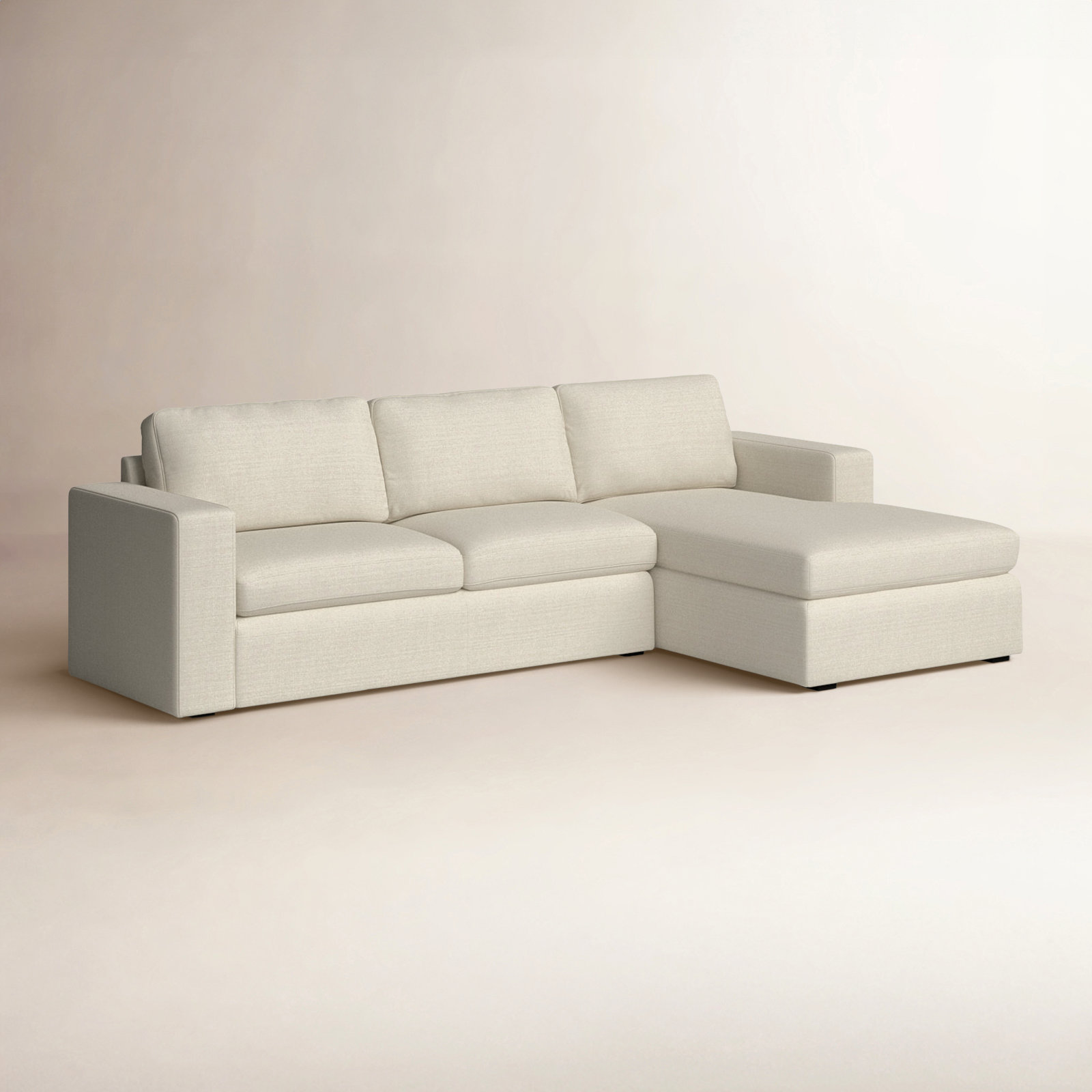 Benedict 2 - Piece Upholstered Chaise Sectional, Right Hand Facing, Cream Performance Basketweave