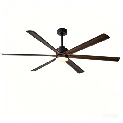 72 Inch 6 Blades Black Walnut Solid Wood Ceiling Fan
