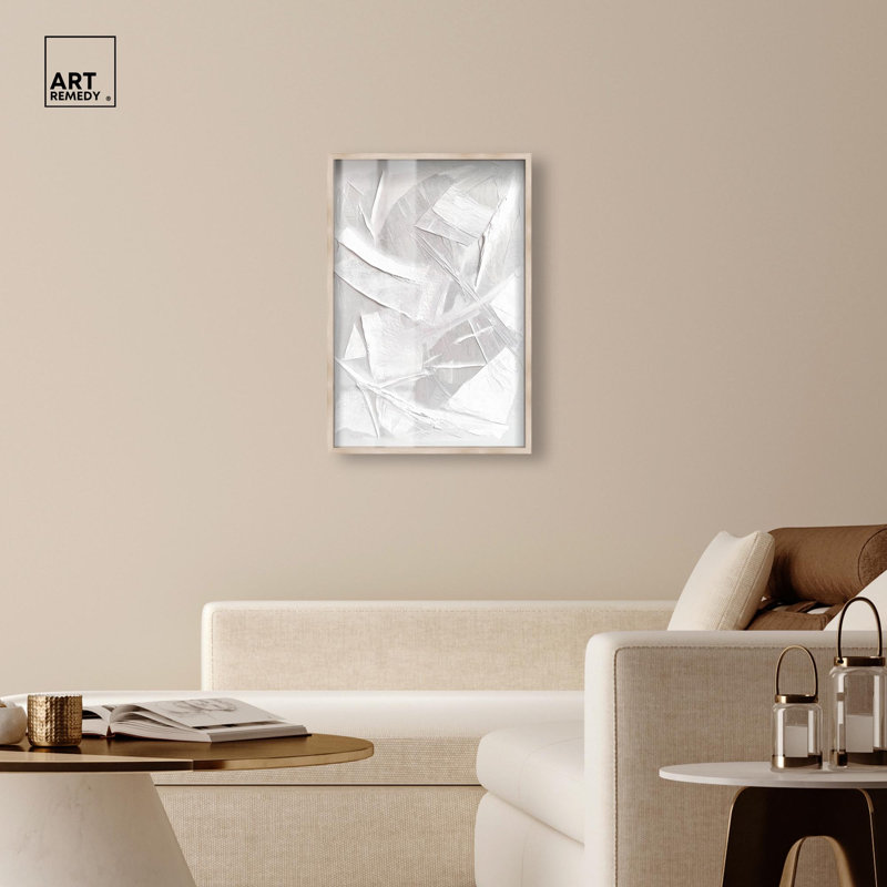 "Thick White Texture II", art mural blanc par Art Remedy, H 37 po x l 25 po, Crème, crème