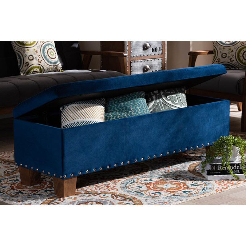 Banc de rangement avec repose-pieds Llewellyn, Bleu marine