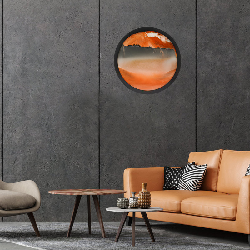 Wall Décor Moving Sand Art Wall Mounted Crafts Sandscape Room Decoration, Black/Orange