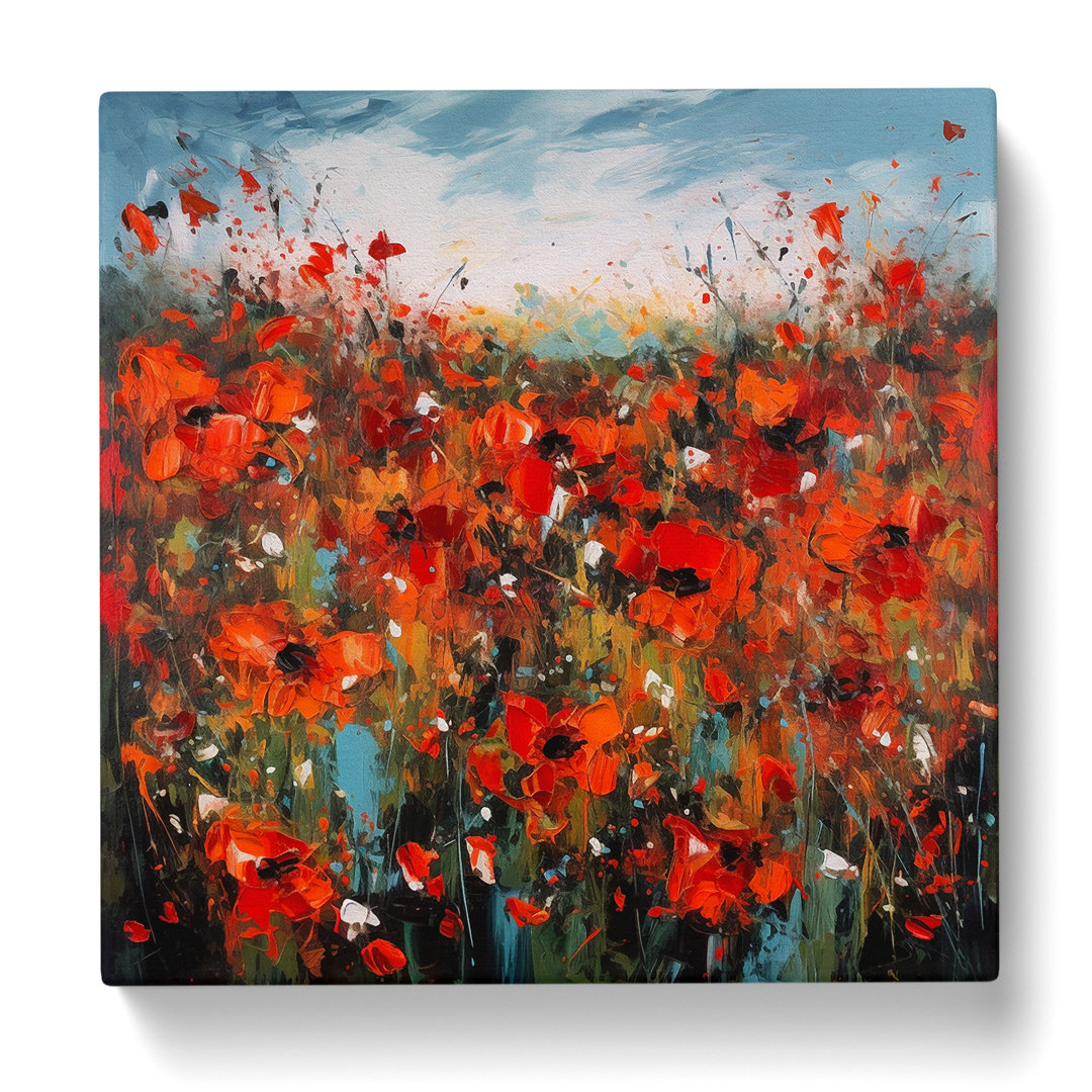 Poppy Field Abstract Expressionism No.1 - Wrapped Canvas