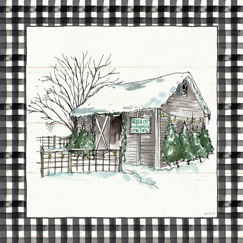 Holiday On The Farm IV BW Buffalo Check, H 20 po x l 20 po
