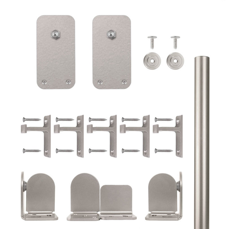 Basic Rectangle Single Door Barn Door Hardware Kit, Satin Nickel