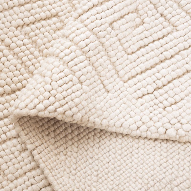 Natura Hand Woven Wool Pet Cotton Geometric Rug in Ivory, Rectangle 5' x 8'
