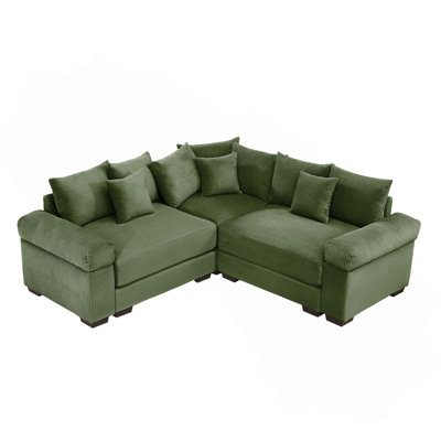 Modern 3 Seaterconvertible Oversized Cloud Corduroy Modular Sectional Sofa With 10 Throw Pillows For Living Room, Apaetments