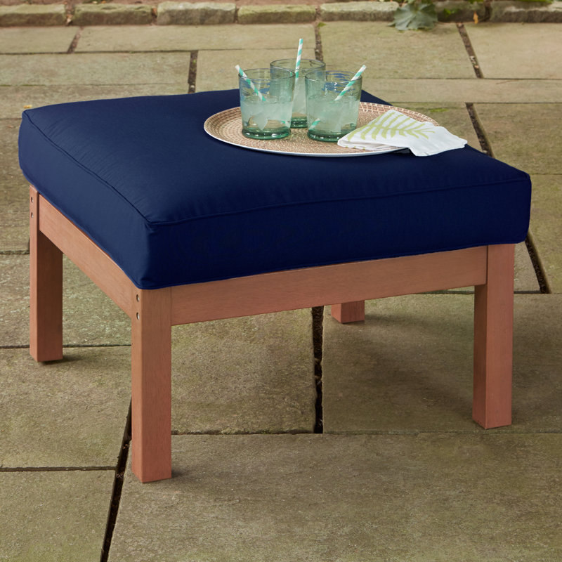 Repose-pieds d'extérieur avec coussin Anbritt, Blanc, Acajou