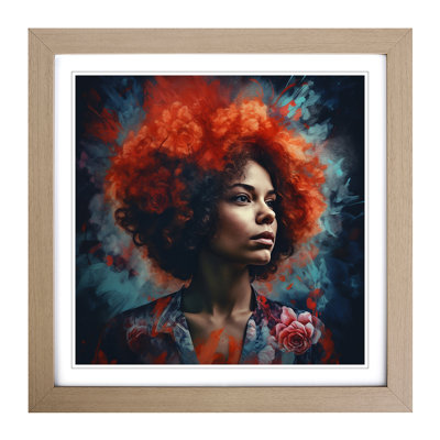 Woman with Affro Precisionism - Framed Print