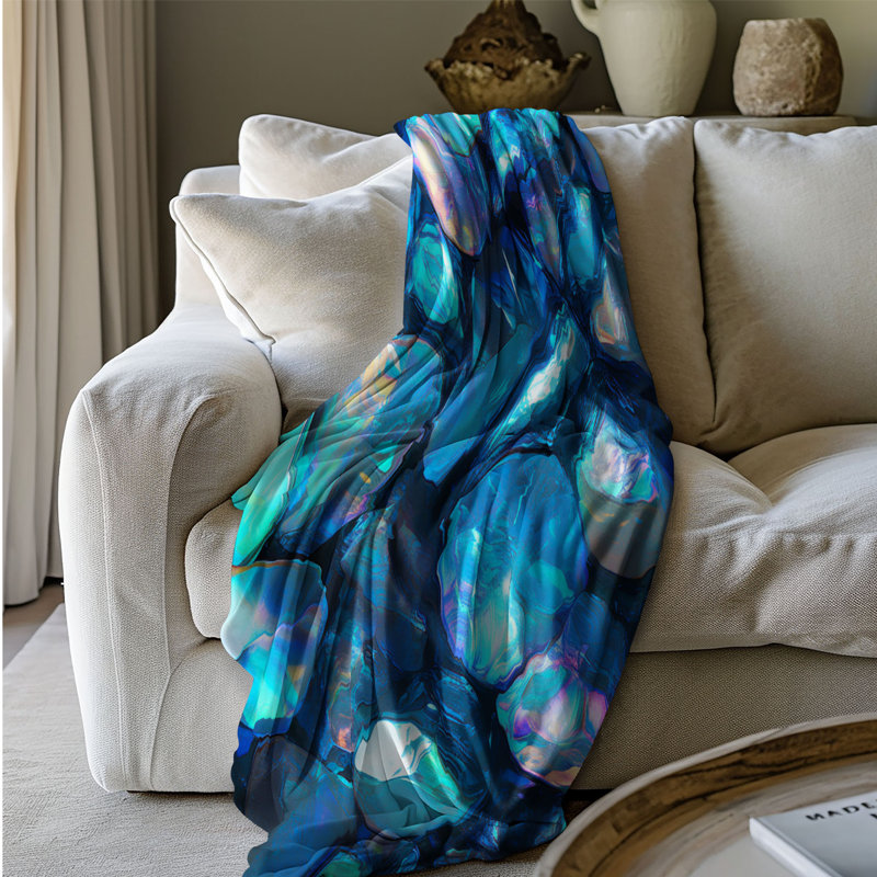 Motif de balise maritime - 1 pièce Sherpa Premium, L 60 po x L 80 po, Art opale irisée