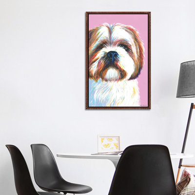 Shih Tzu On Pink by Kirstin Wood - Painting on Canvas