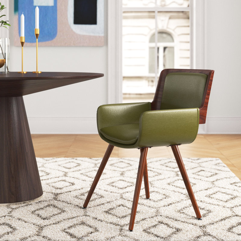Seagraves Faux Leather Mid-Century Dining Chair, Olive Green Faux Leather