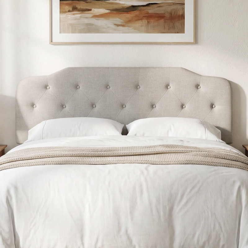 Tête de lit tapissier, Queen, Beige, Linen