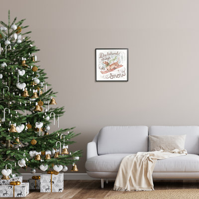 Az-668-Framed " Dachshund Through Snow " by Mary Urban