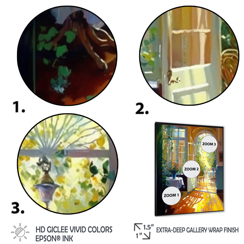 «Sunlight Bliss at the Cottage II», reproduction sur toile, Impression noire sur toile encadrée, L 24 po x H 32 po