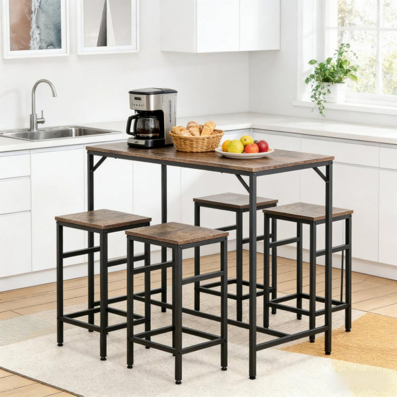 Ensemble de table de salle à manger 5 pièces, table et 4 tabourets pour la cuisine et le bar