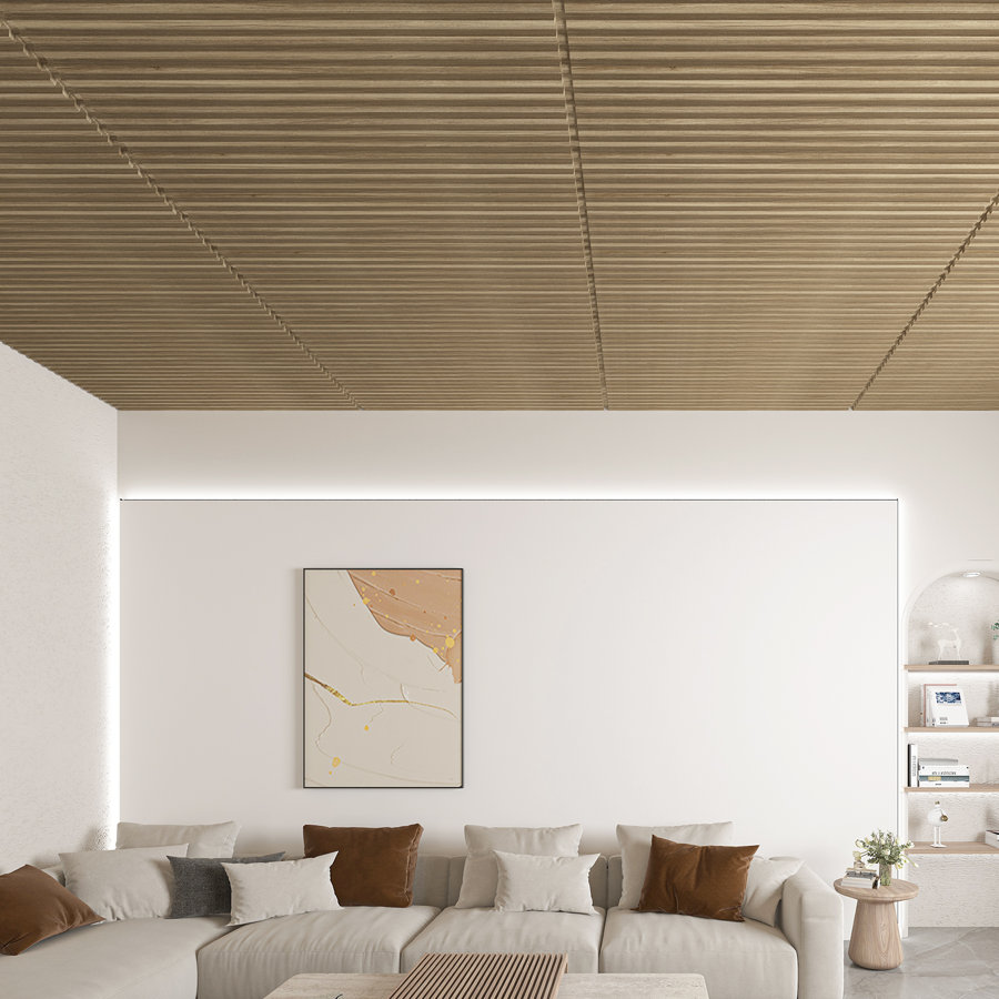 48" x 24" Drop in PVC Ceiling Tile,Slat Design 3D Wall Panels,Covers 96 sq.ft. (Set of 12)