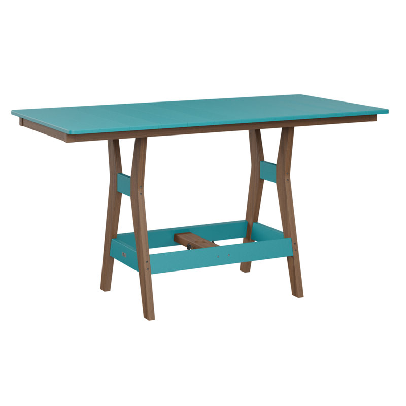 Harbor Outdoor Bar Table, Antique Mahogany, 38.87" H x 66" W x 33" D, Aruba Blue