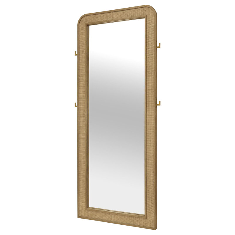 Beige Sand Wash Wood Full Length Freestanding Mirror